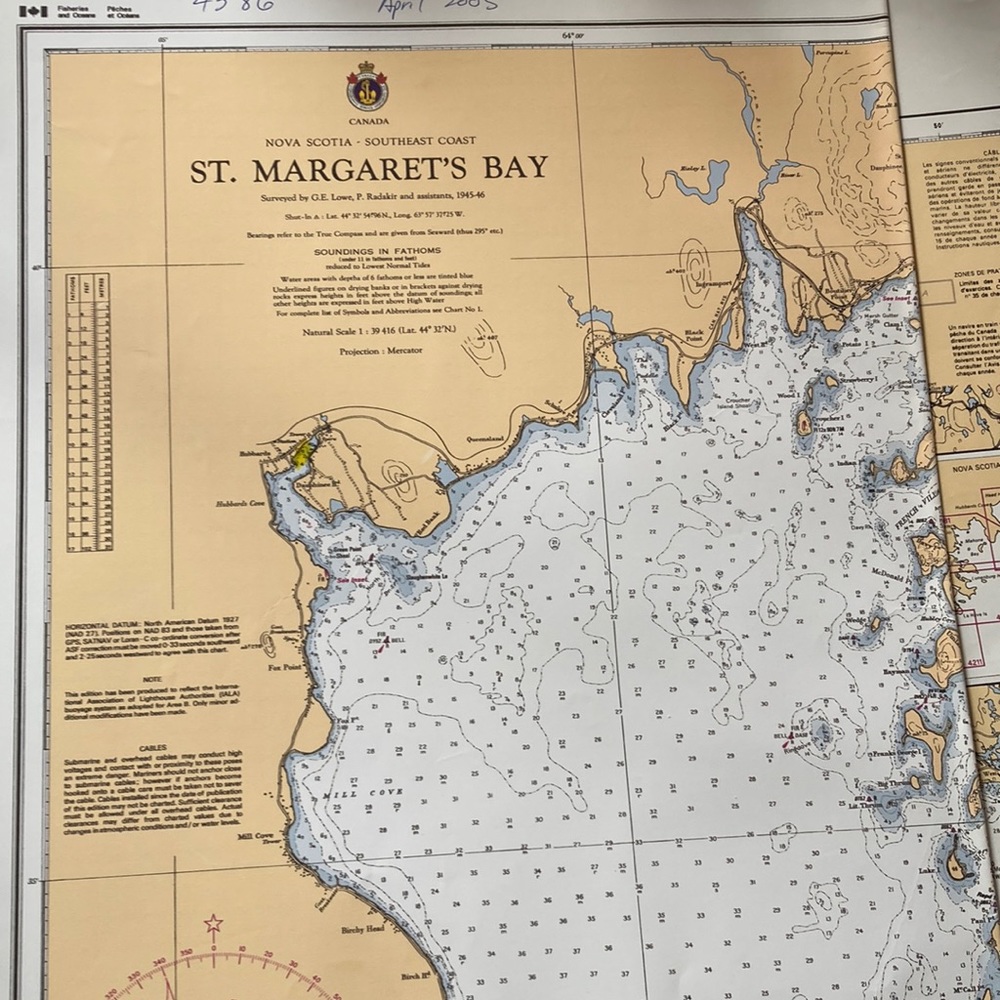 Vintage St. Margaret’s Bay, NS Navigational Chart #4386 Nova Scotia updated 2004
